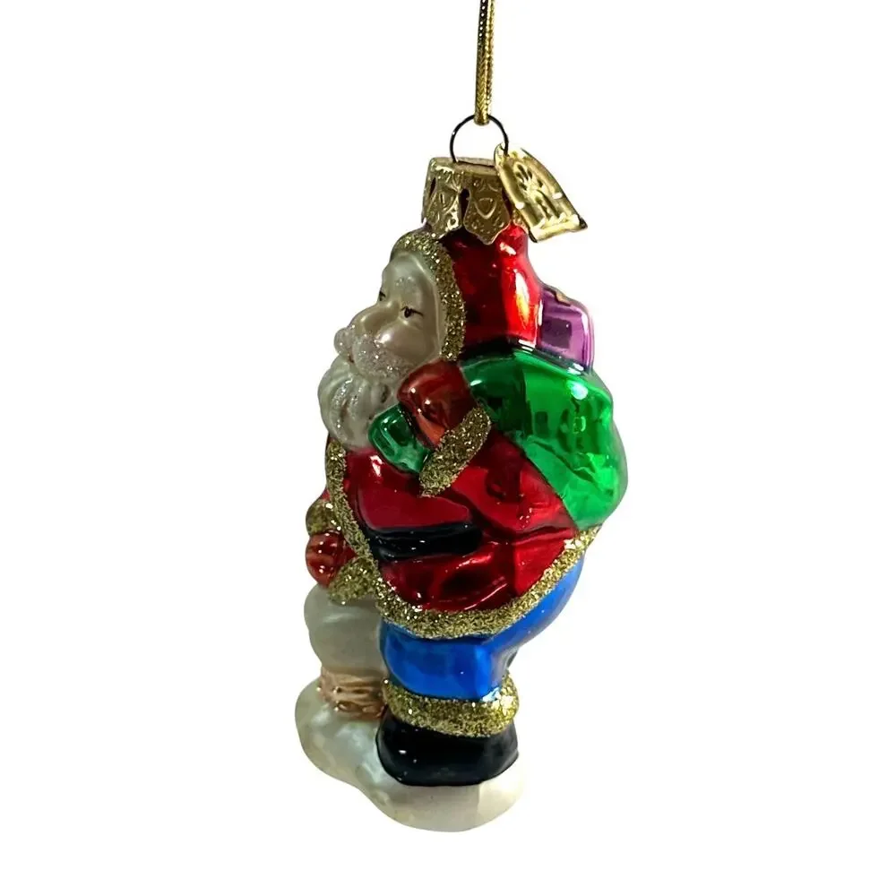 Thomas Pacconi Classics Santa in Chimney Blown Glass Christmas Ornament 4”